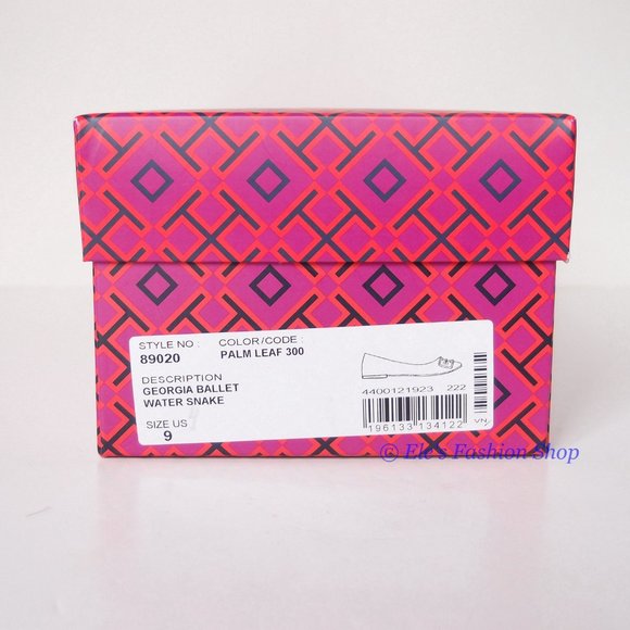 NIB Tory Burch Georgia Ballet Snake Embossed Leather Palm Leaf Green US 9 AUTHNT - Picture 4 of 16